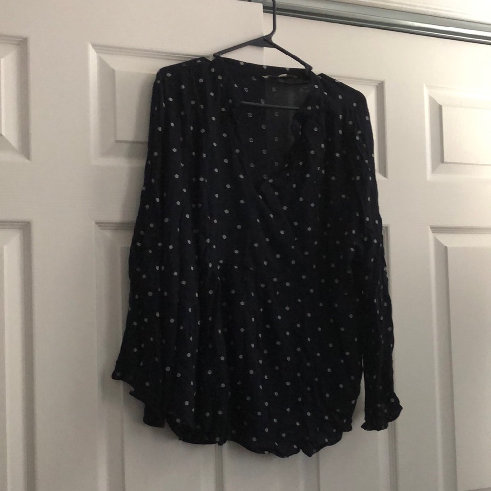 Women’s LOFT Navy Blue Babydoll Blouse Size 22